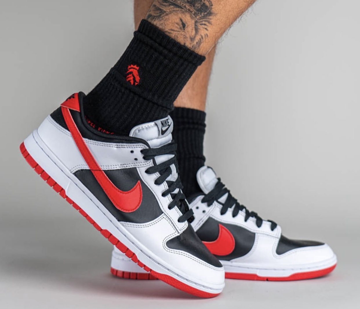 Nike Dunk Low White Red Black On-Feet