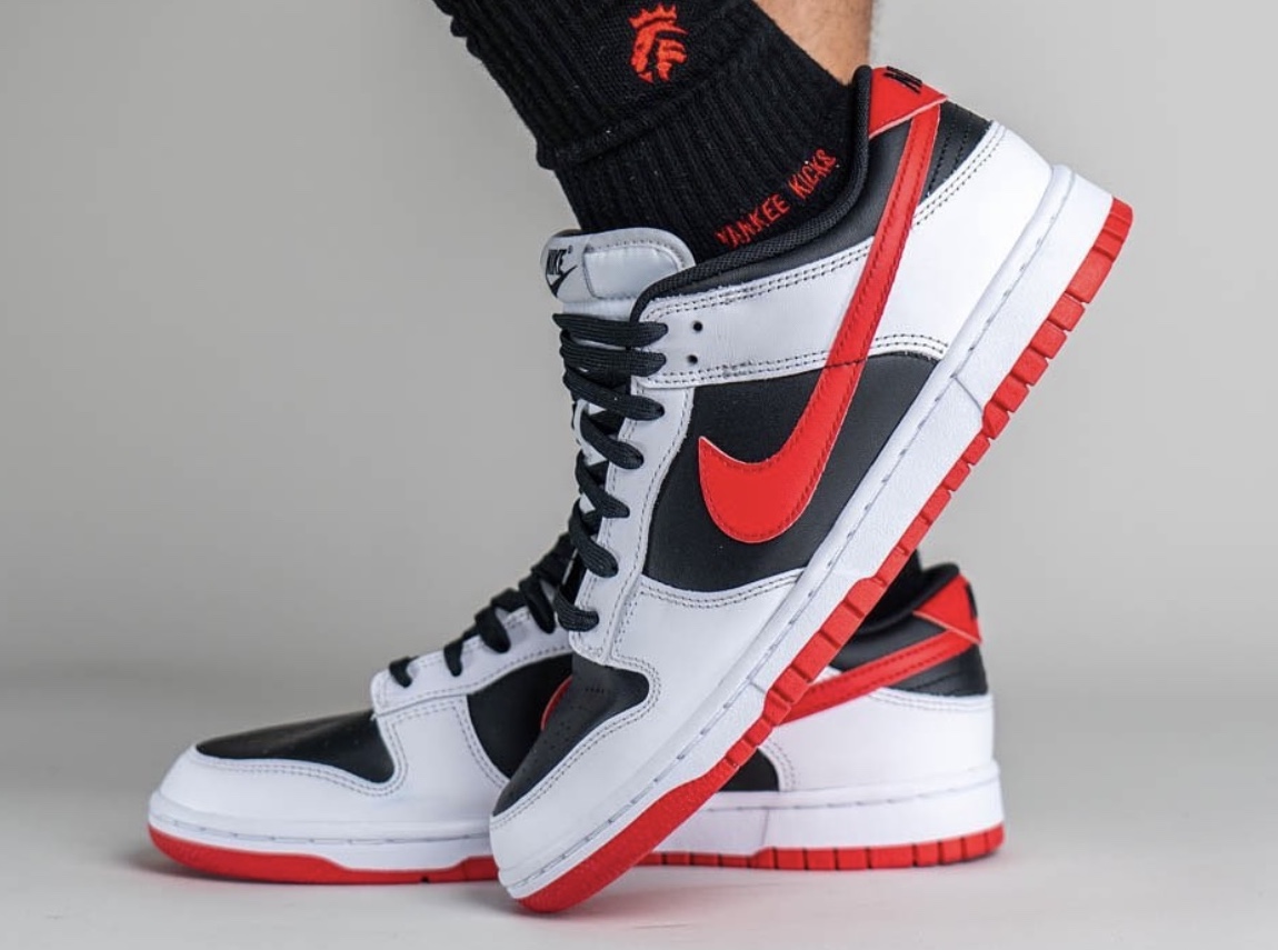 Nike Dunk Low White Red Black On-Foot