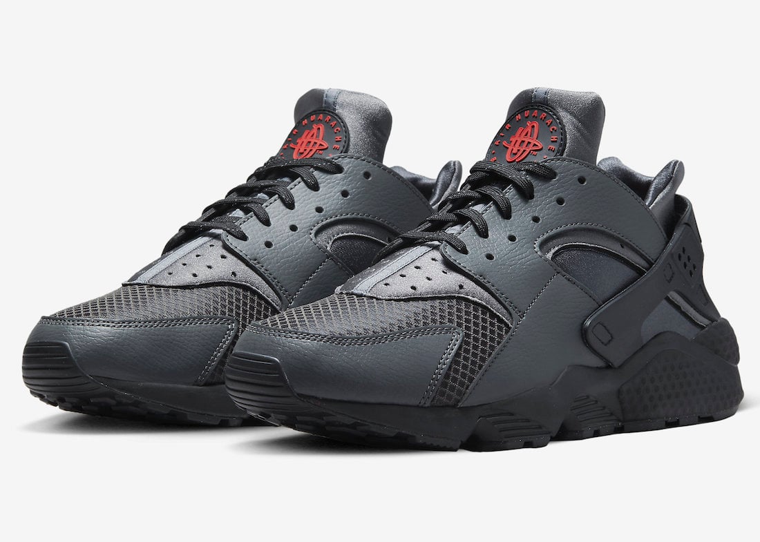 Nike Air Huarache in Grey with Red Branding