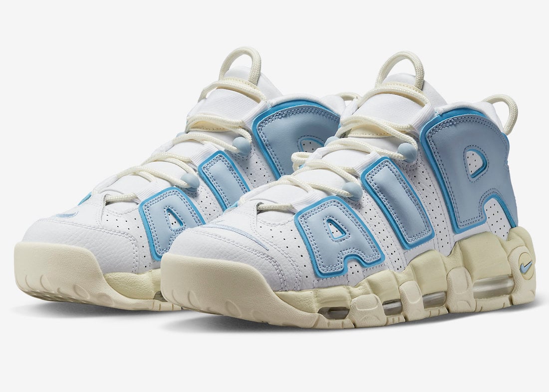 Nike Air More Uptempo in White, Blue, and Sail