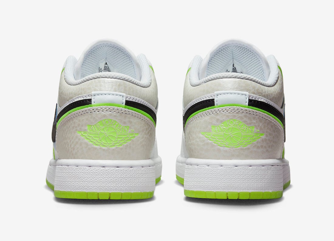 Air Jordan 1 Low GS White Black Platinum Tint Volt Blue Tint DV1324-117 Release Date Info