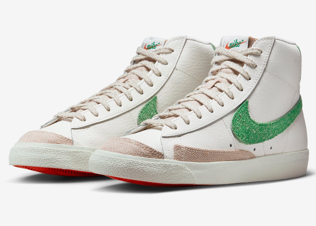 This Nike Blazer Mid Features Green Suede and Orange Accents