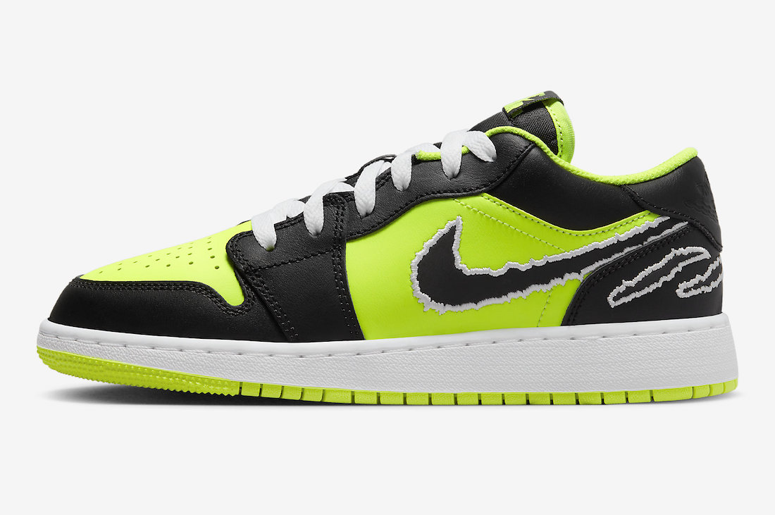 Air Jordan 1 Low SE GS Black Cat Volt Black White DX6666-701 Release Date Info