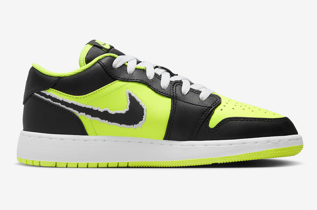 Air Jordan 1 Low SE GS Black Cat Volt Black White DX6666-701 Release Date Info