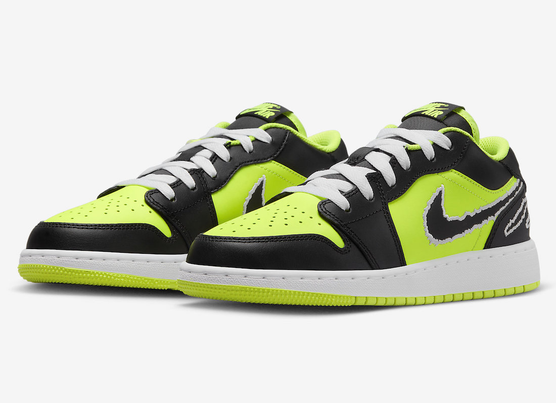 Air Jordan 1 Low SE GS Black Cat Volt Black White DX6666-701 Release Date Info