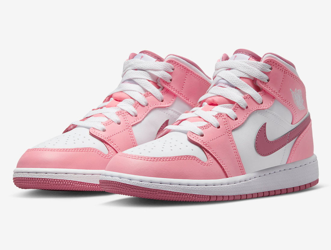 Air Jordan 1 Mid GS in Pink and White for Valentine’s Day