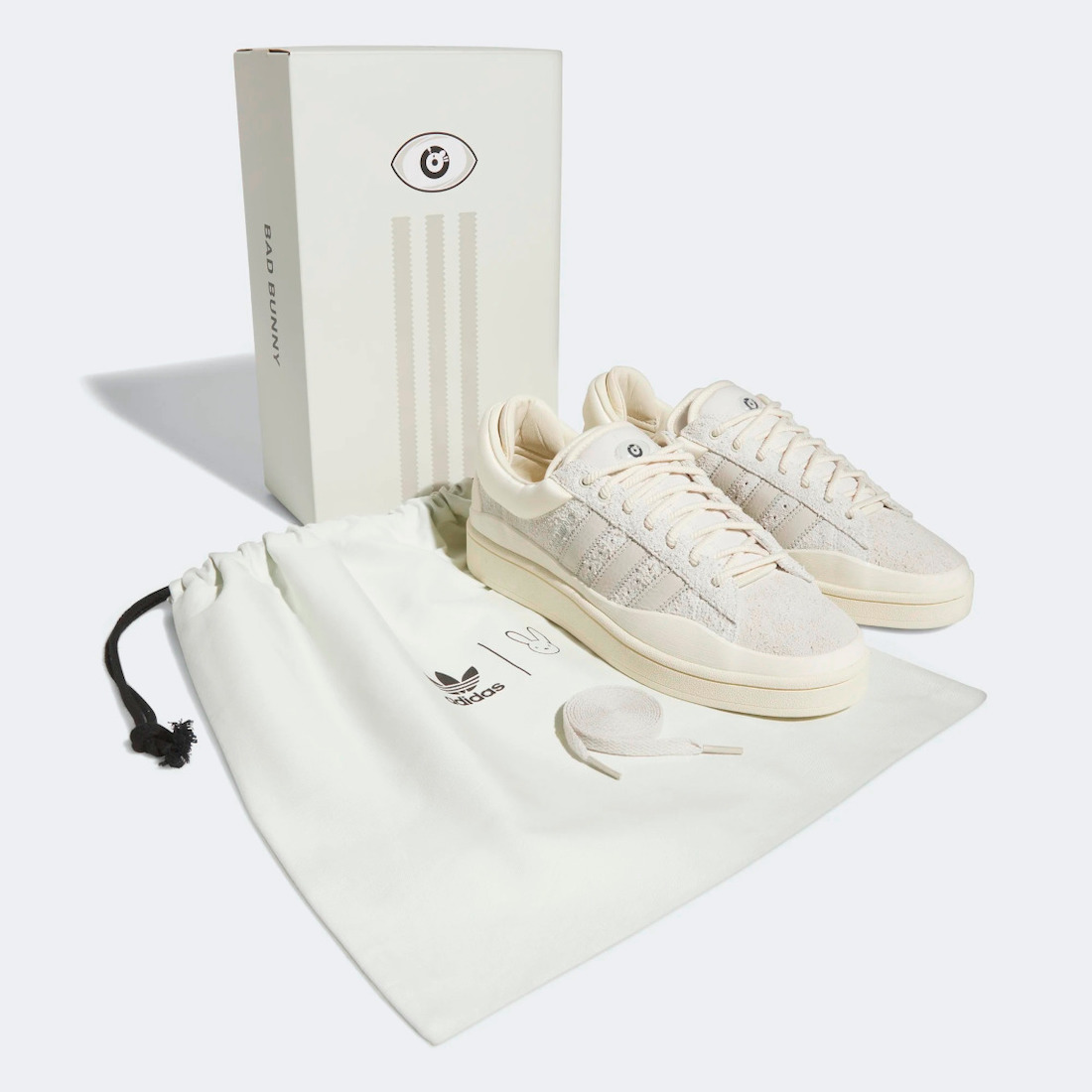 Bad Bunny adidas Campus Cloud White FZ5823 Release Date Info