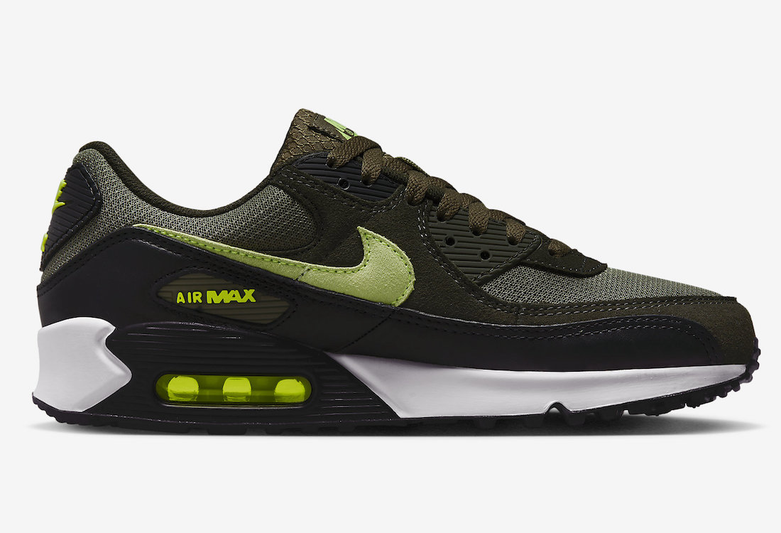Nike Air Max 90 Medium Olive Volt Sequoia White DQ4071-200 Release Date Info