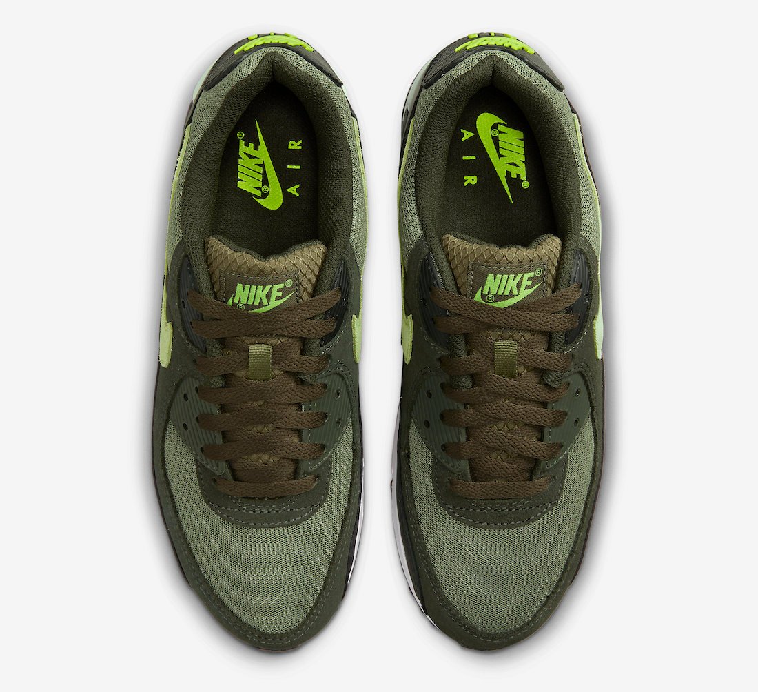Nike Air Max 90 Medium Olive Volt Sequoia White DQ4071-200 Release Date Info