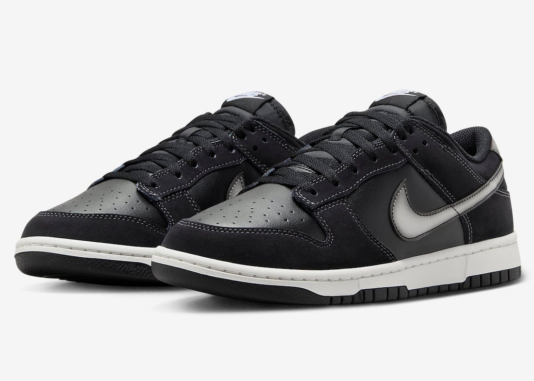 Nike Dunk Low in Black and White with Airbrushed Swooshes