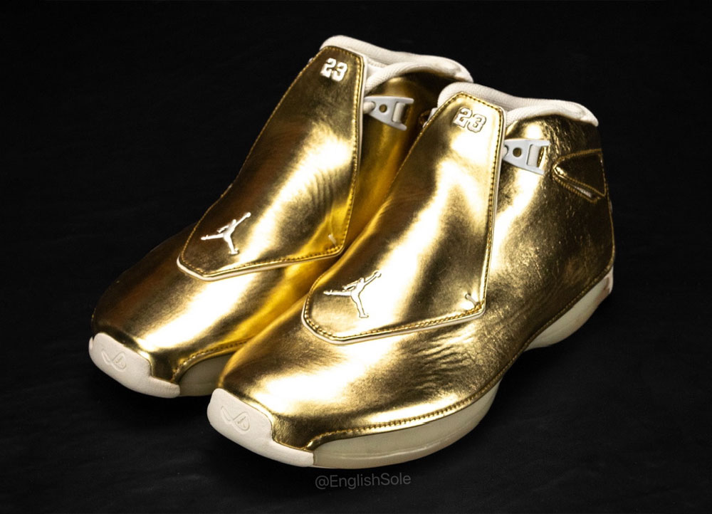 Detailed Look at Drake’s Air Jordan 18 OVO ‘Gold’ Sample