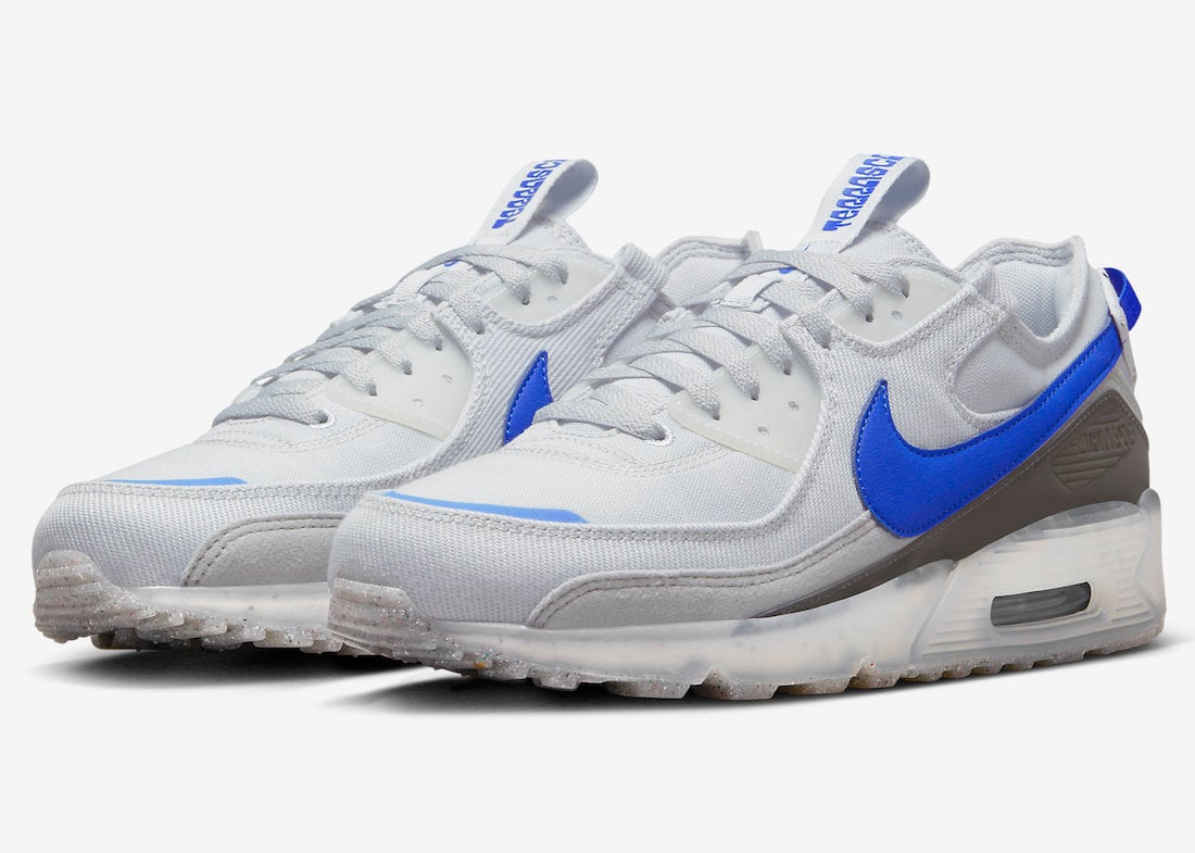 Nike Air Max 90 Terrascape in Pure Platinum and Hyper Royal