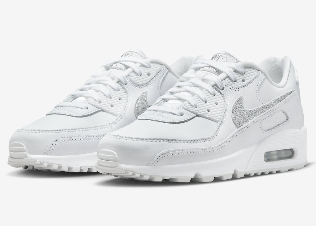 Nike Air Max 90 with Glittered Silver Swooshes