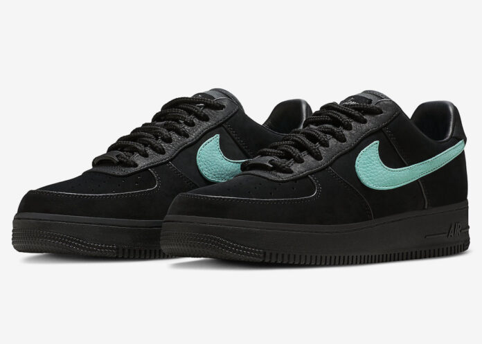NIKE TIFFANY&Co. Air Force 1 Leather Nubuck sneakers shoes DZ1382-001 Black TIFFANY&Co. Blue 9.5