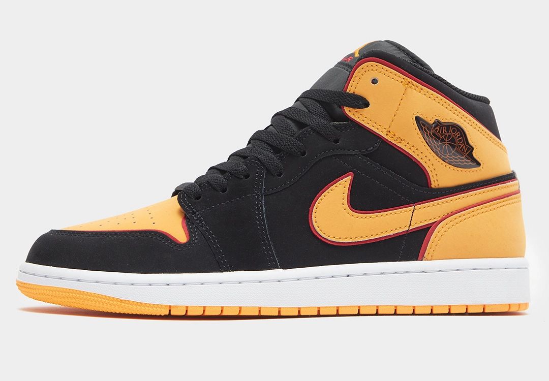 Air Jordan 1 Mid Fat Tongue Black Orange Red Release Date Info