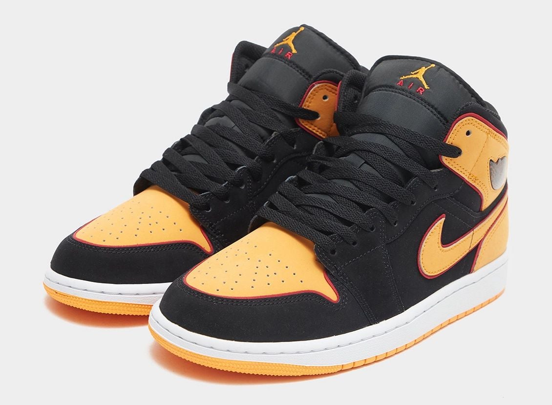 Air Jordan 1 Mid Fat Tongue Black Orange Red Release Date Info