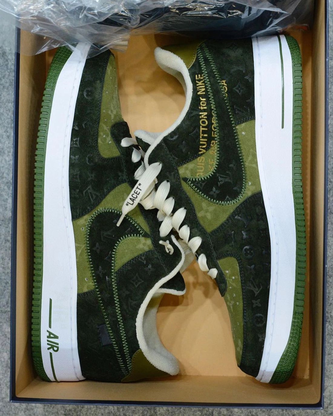 Louis Vuitton Nike Air Force 1 Low Green Suede Sample