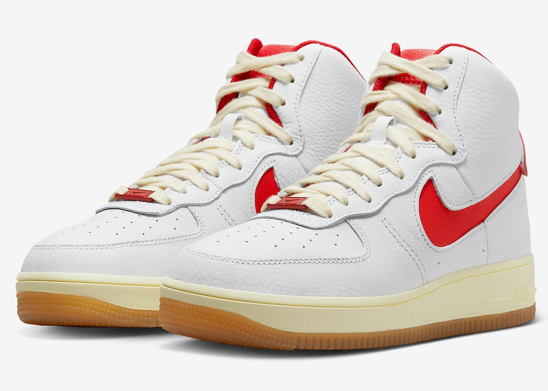 Nike Air Force 1 High Sculpt ‘White Red’ with Aged Detailing