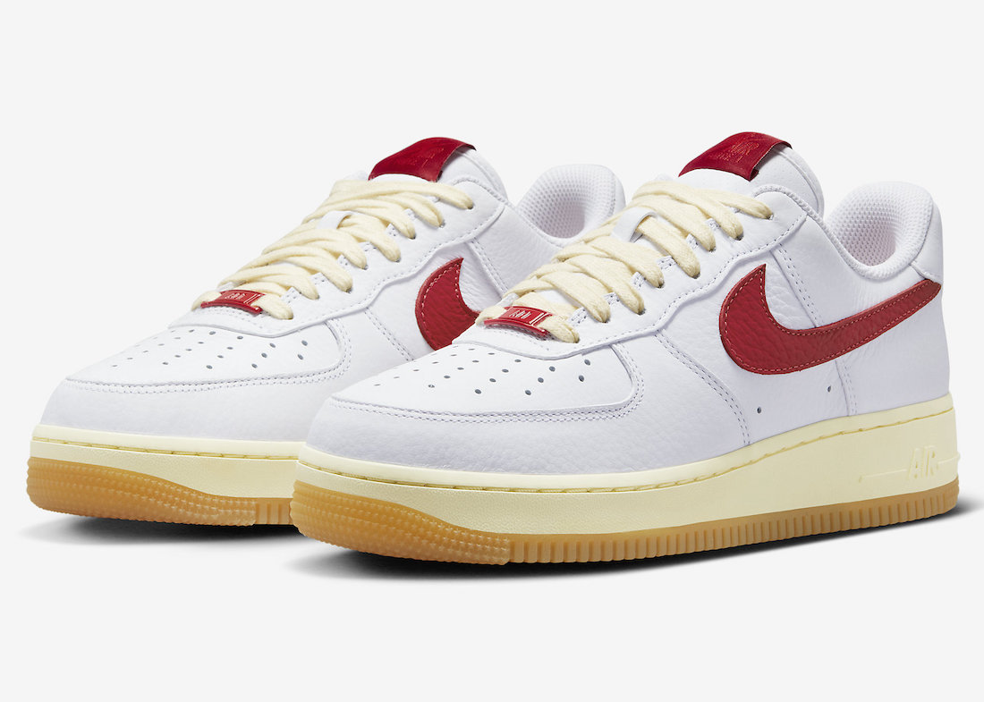 Nike Air Force 1 Low in White and Red with Aged Details