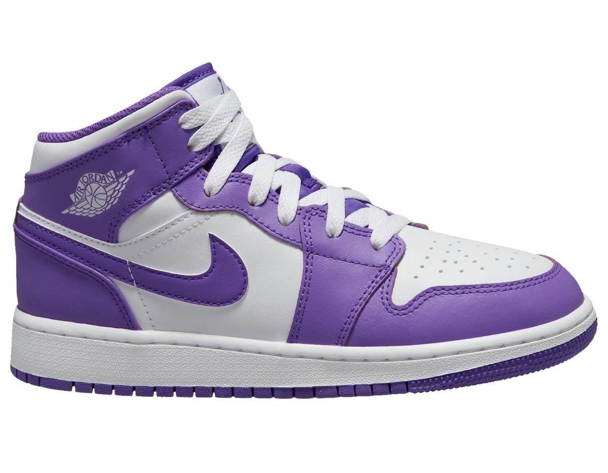 Air Jordan 1 Mid in White and Purple is Releasing in Kids Sizing