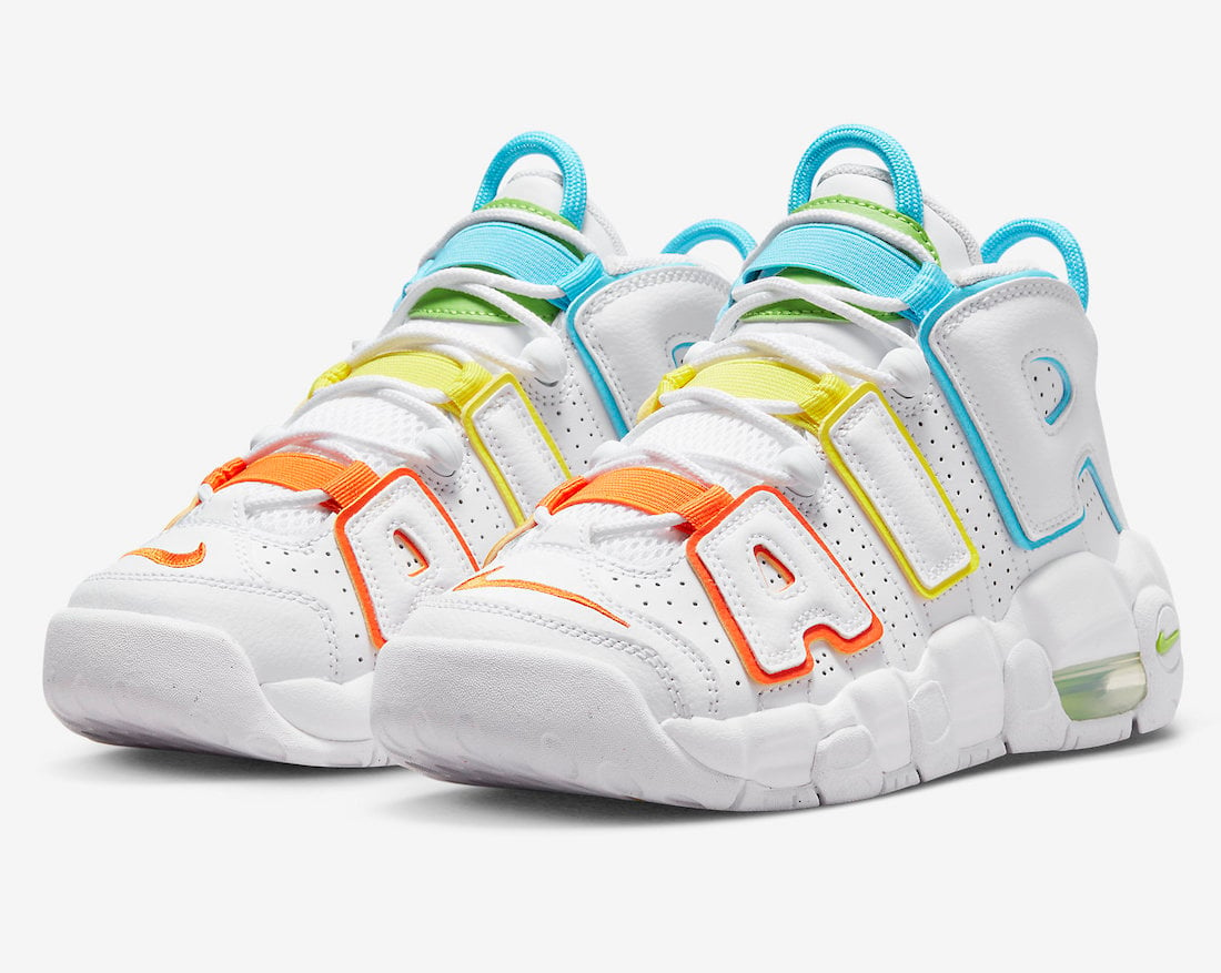 Nike Air More Uptempo Highlighted in Orange, Yellow, Blue, and Green