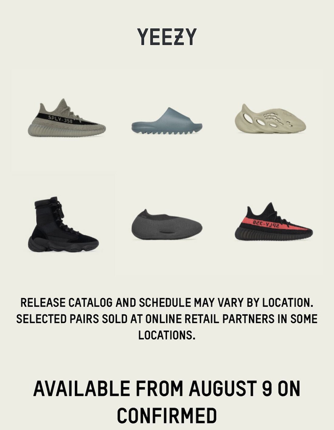 adidas Yeezy August 9 2023 Releases Colorways