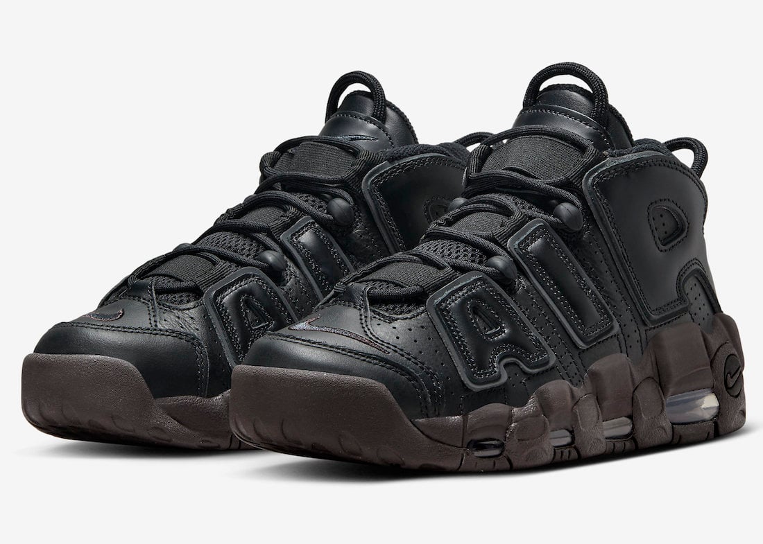 Nike Air More Uptempo in Black with Brown Soles