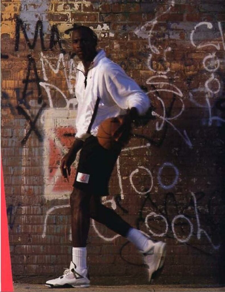 Michael Jordan Wearing Air Jordan 4 White Cement 1989