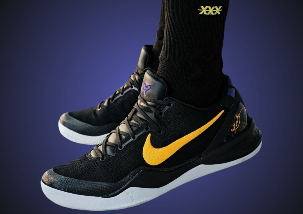 Nike Kobe 8 Protro Lakers Hollywood Nights HF9550-001 On-Feet