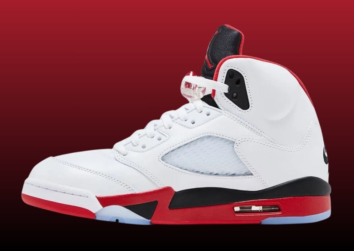 jordan 5 fire red with black laces