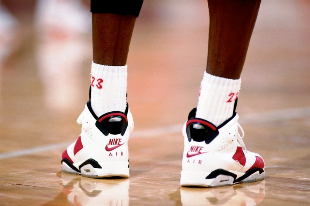 Michael Jordan Wearing Air Jordan 6 Carmine 1991