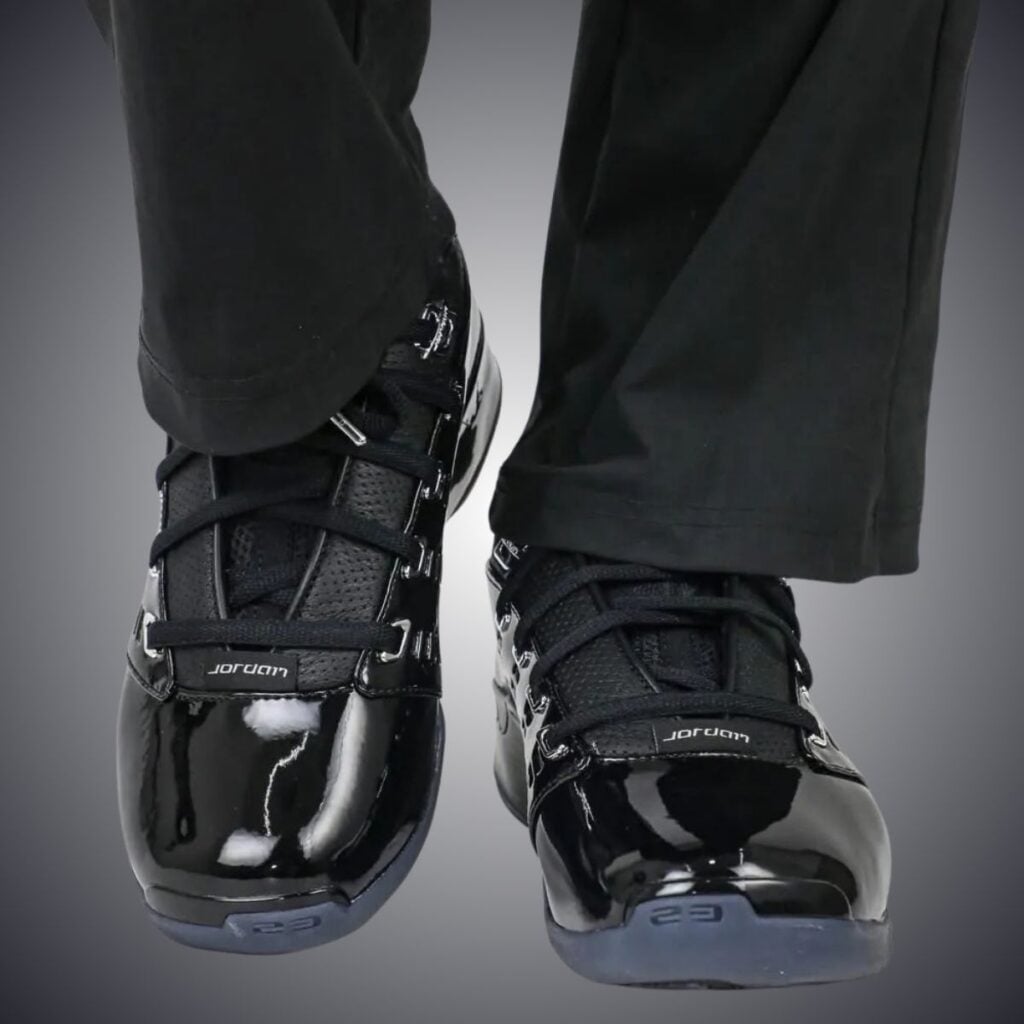Air Jordan 17 Low Black Patent IV7640-001 On-Feet
